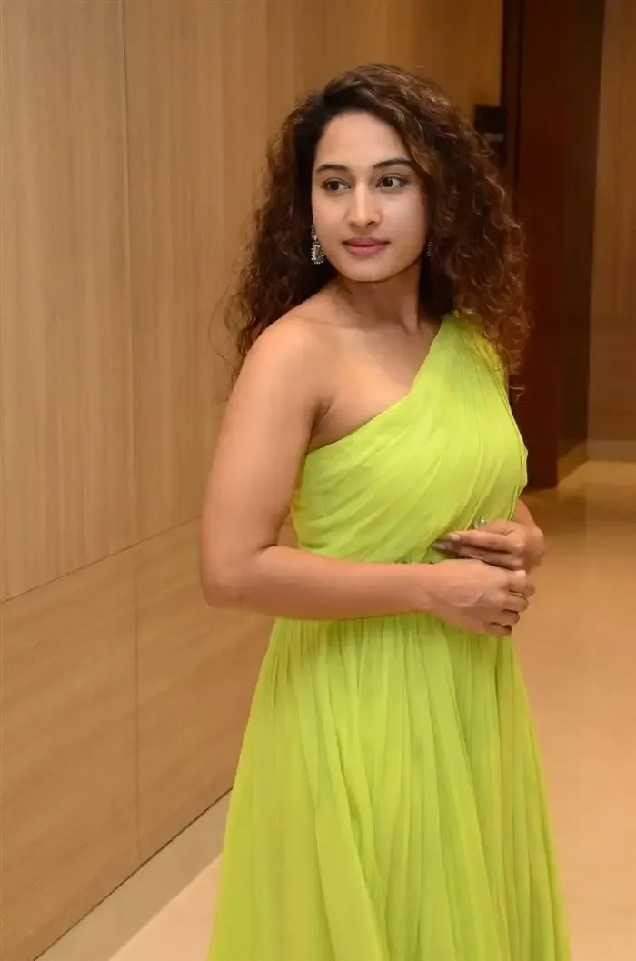 Indian Actress Pooja Ramachandran Images in Long Green Gown